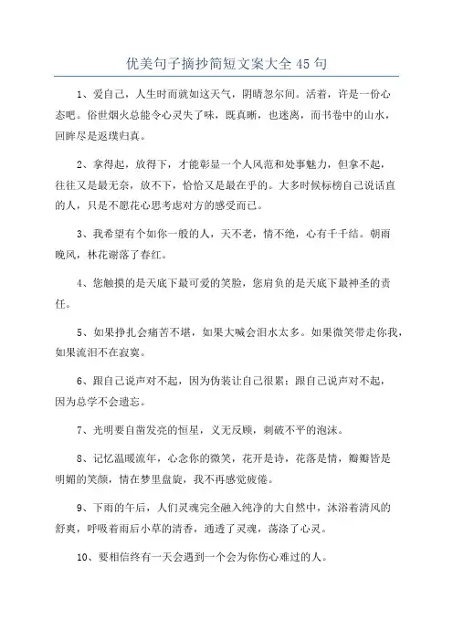 优美句子摘抄简短文案大全45句