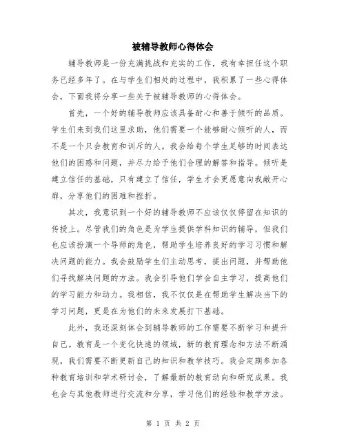 被辅导教师心得体会