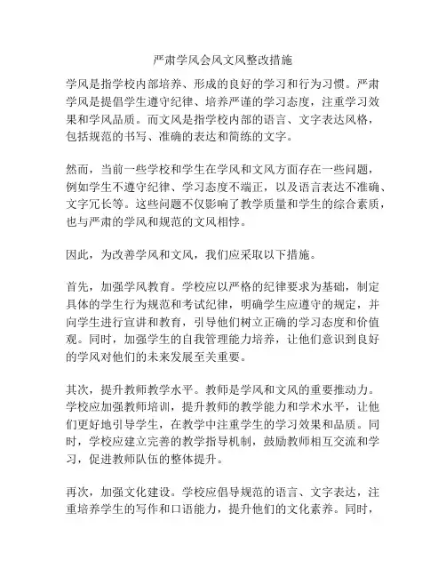 严肃学风会风文风整改措施
