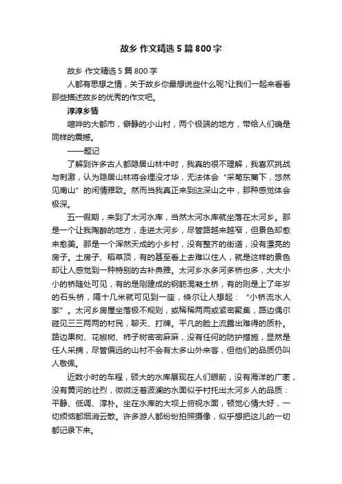 故乡作文精选5篇800字