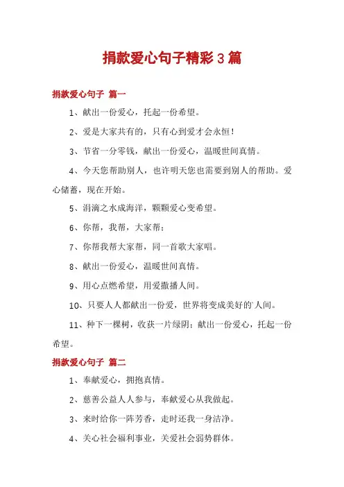 捐款爱心句子精彩3篇