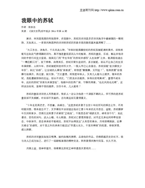 我眼中的苏轼