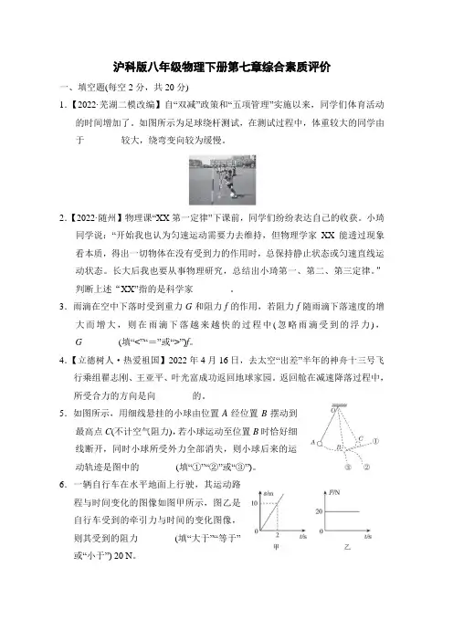 沪科版八年级物理下册第七章综合素质评价 附答案