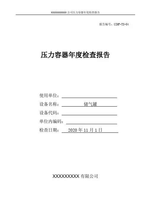 压力容器年度检查报告- 储气罐