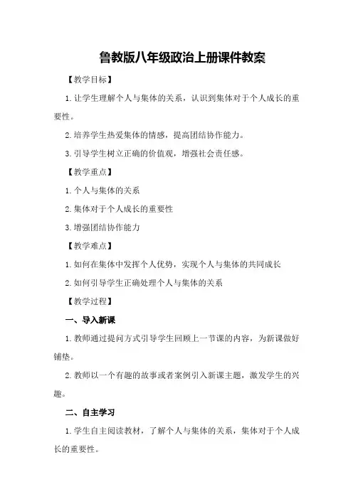 鲁教版八年级政治上册课件教案