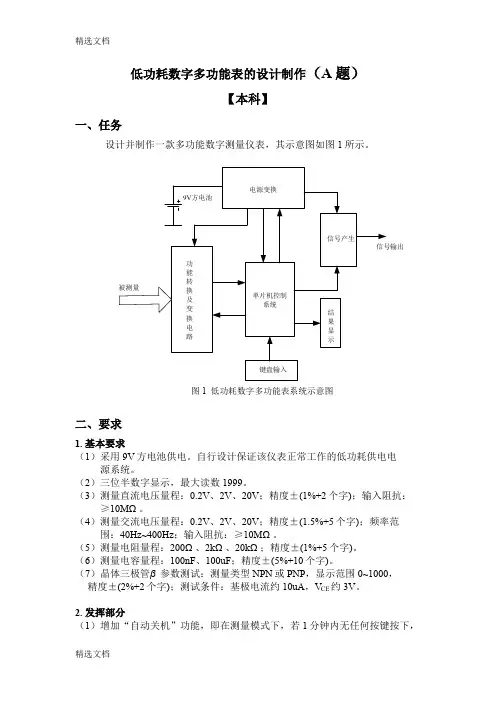 2020年TI杯山东电子设计大赛试题汇总精品版