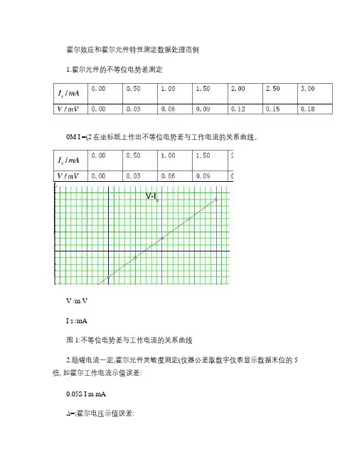 霍尔效应和霍尔元件特性测定数据处理范例(精)