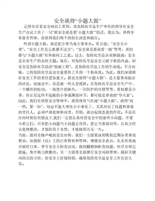 安全就得“小题大做
