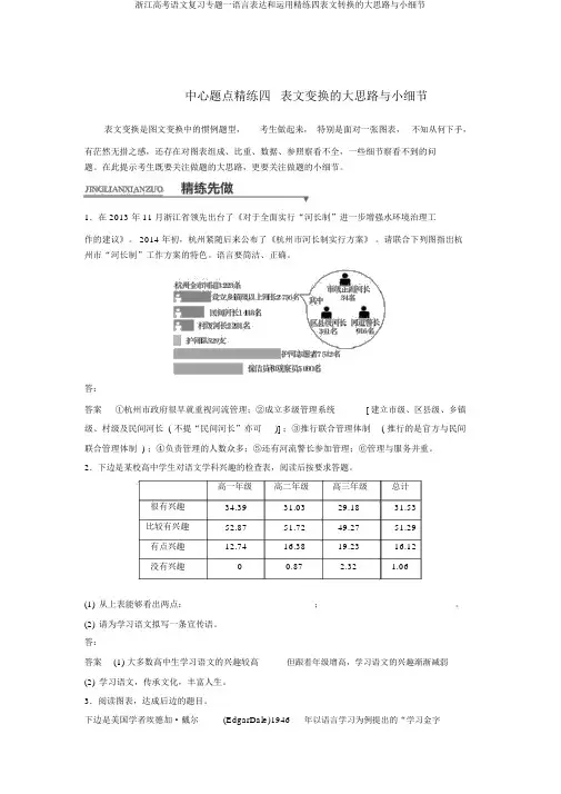 浙江高考语文复习专题一语言表达和运用精练四表文转换的大思路与小细节