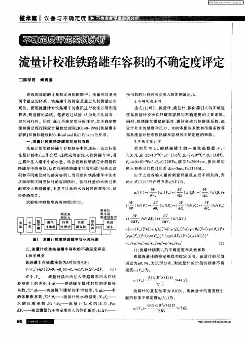 不确定度评定实例分析：流量计校准铁路罐车容积的不确定度评定