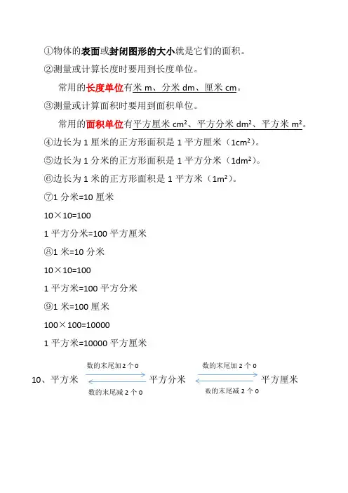 新北师大版数学三年级下册《面积》知识点