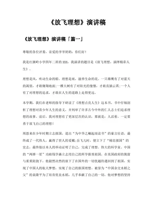 《放飞理想》演讲稿