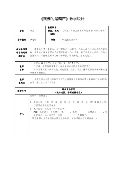 《我要的是葫芦》精品教学设计