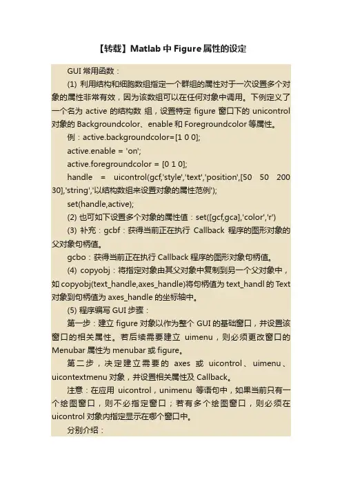 【转载】Matlab中Figure属性的设定