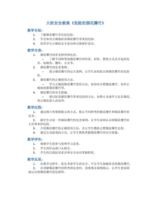 大班安全教案《危险的烟花爆竹》