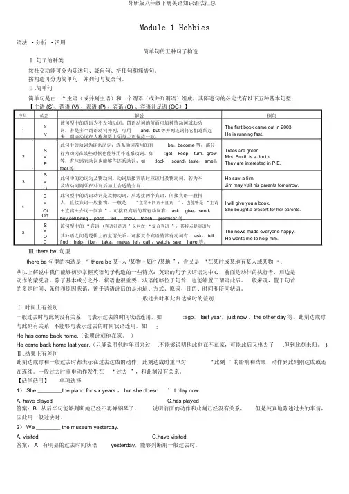 外研版八年级下册英语知识语法汇总