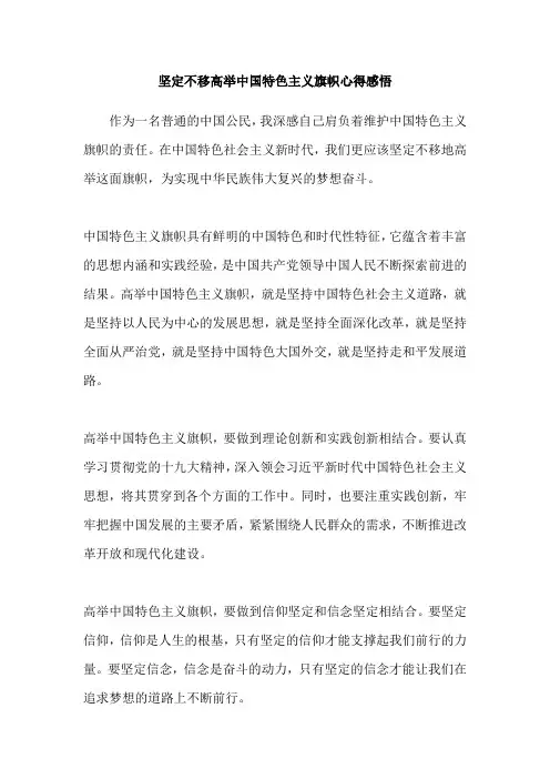 坚定不移高举中国特色主义旗帜心得感悟
