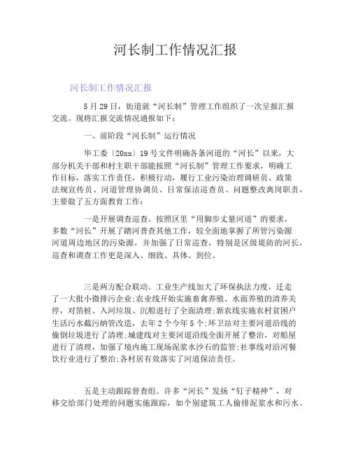 河长制工作情况汇报
