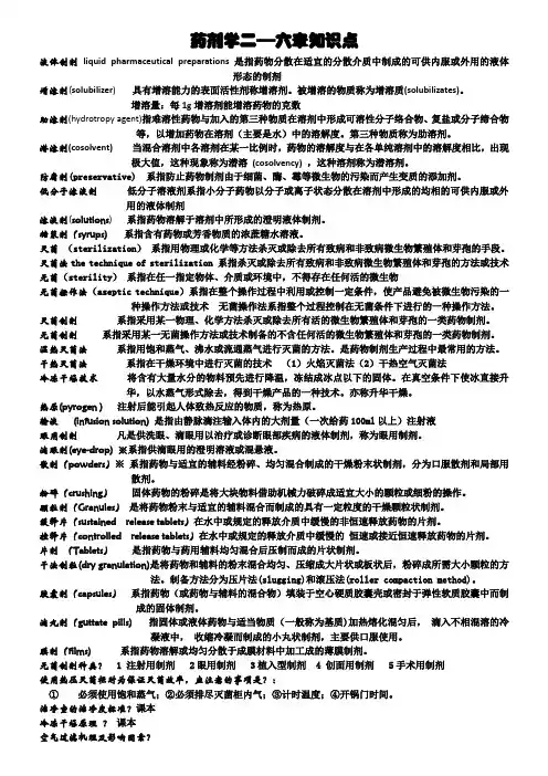 药剂学 2-5章知识点