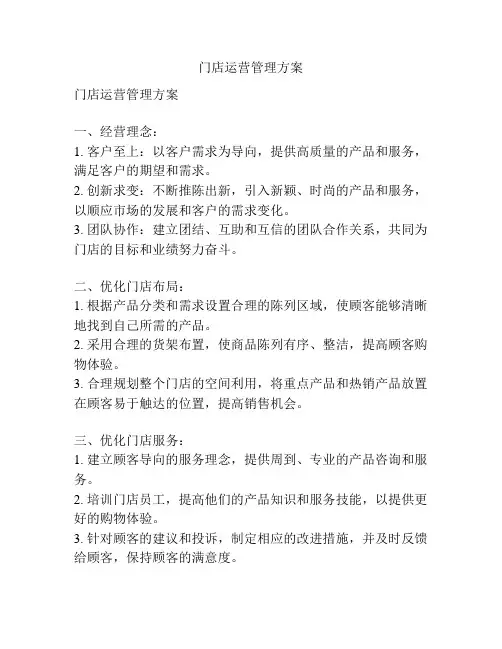 门店运营管理方案