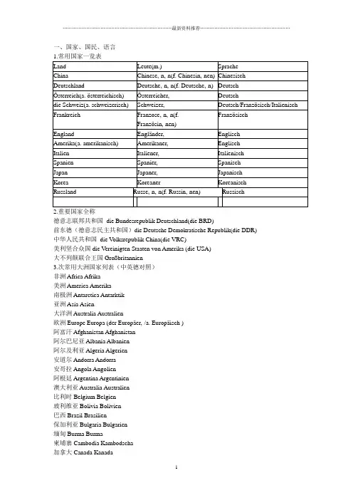 德语常用词汇精编版
