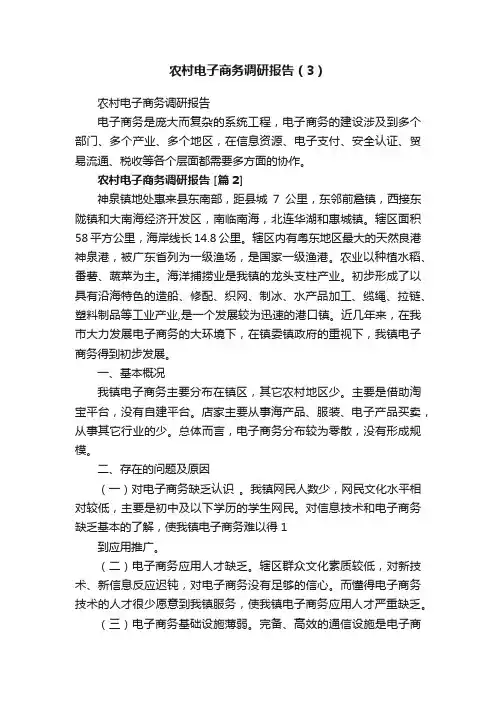 农村电子商务调研报告（3）