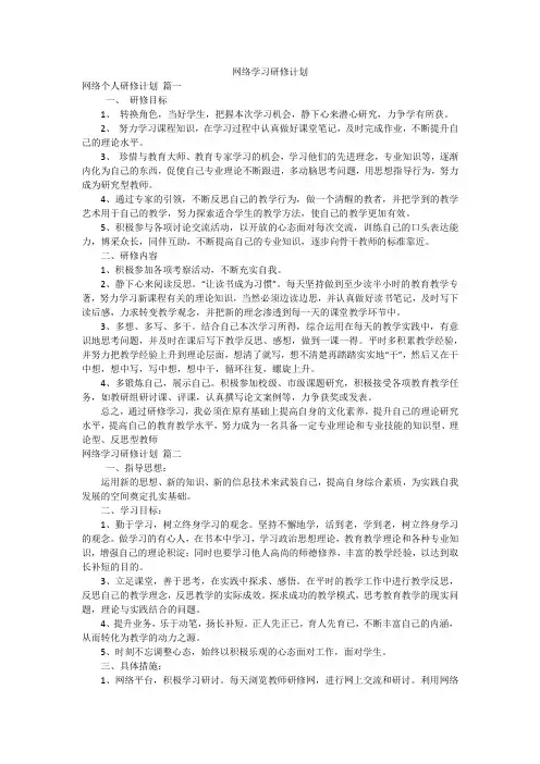 网络学习研修计划