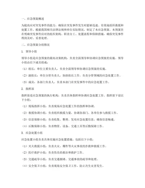 应急预案分组情况