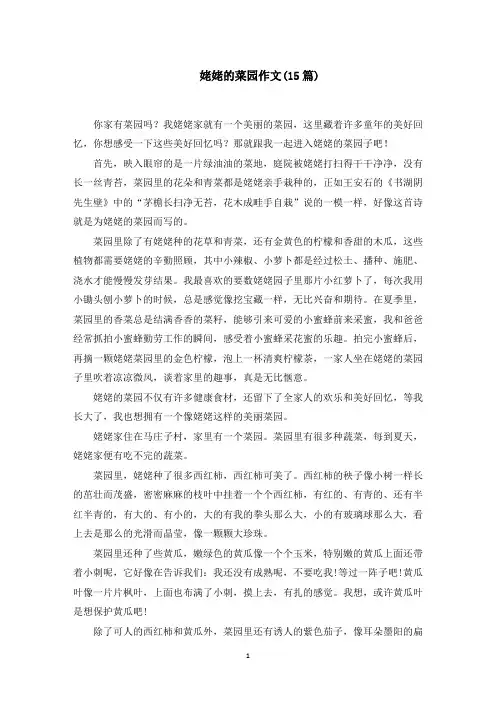 姥姥的菜园作文(15篇)范文精选