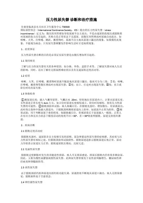 压力性尿失禁 诊断和治疗措施