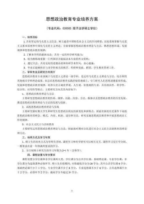 思想政治教育专业培养方案