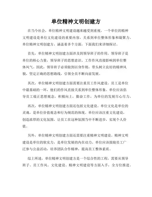 单位精神文明创建方