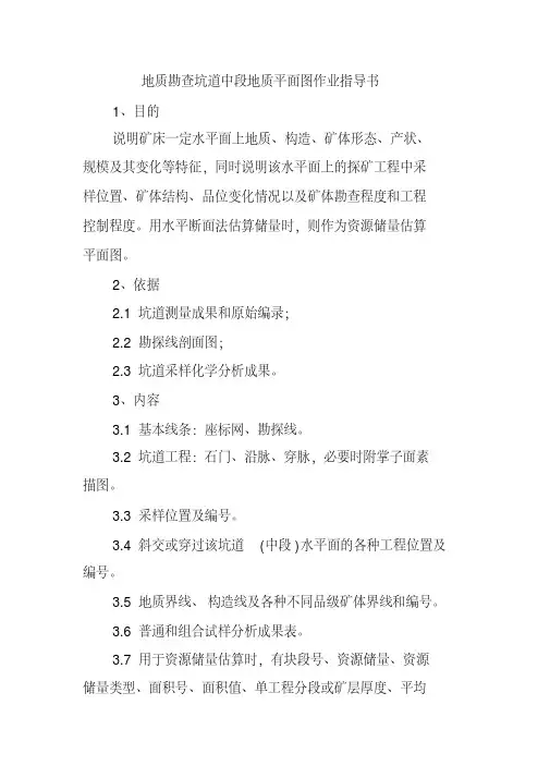 地质勘查坑道中段地质平面图作业指导书