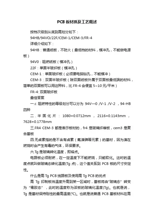 PCB板材质及工艺概述