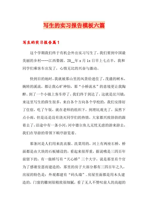 写生的实习报告模板六篇