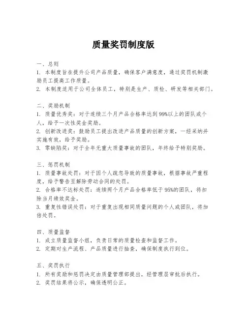 质量奖罚制度版