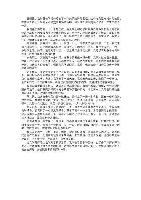 我在海岛上的探险故事