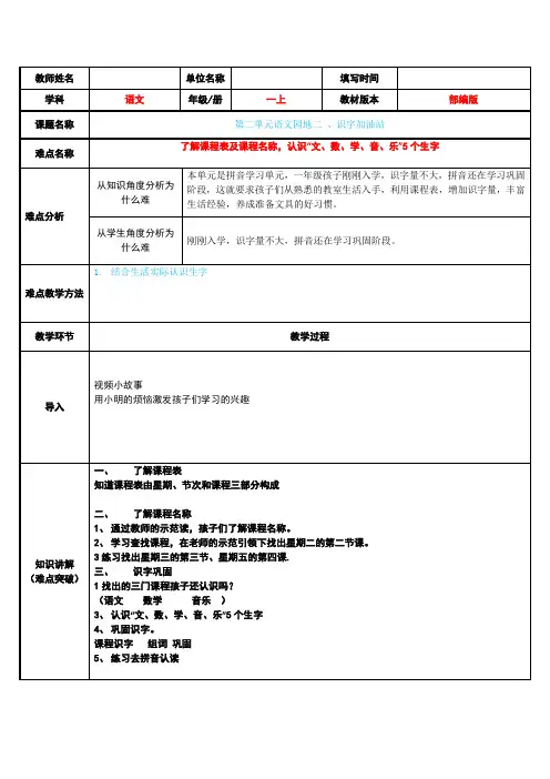 人教版(部编版)小学语文一年级上册  语文园地二识字加油站 名师教学教案