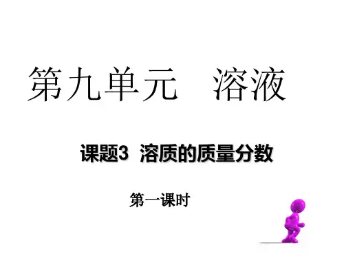 人教版九年级下册化学第九单元课题3溶液的浓度-卫