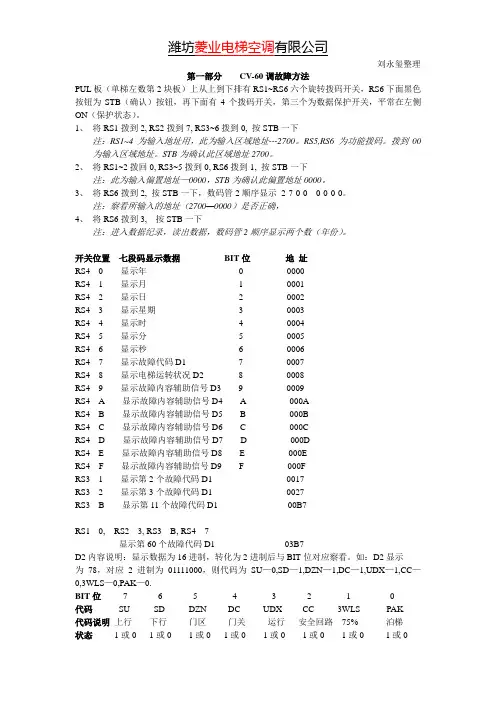 东芝CV-60自学习、调故障、清故障方法