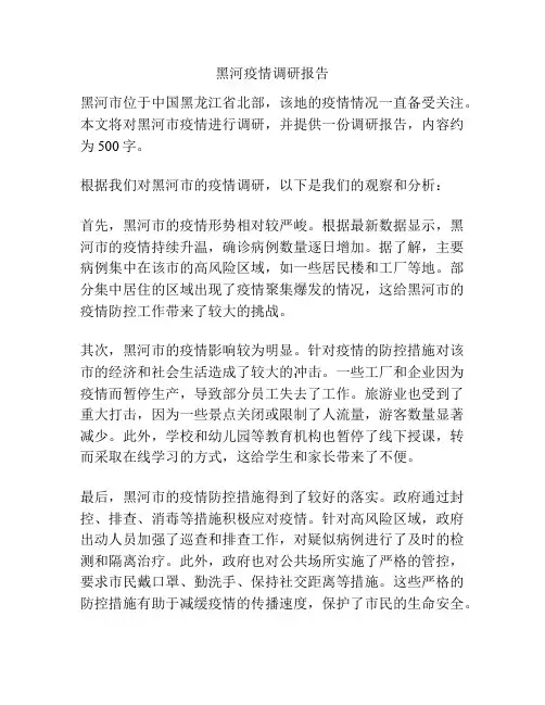 黑河疫情调研报告
