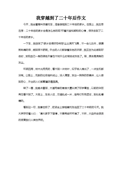我穿越到了二十年后作文