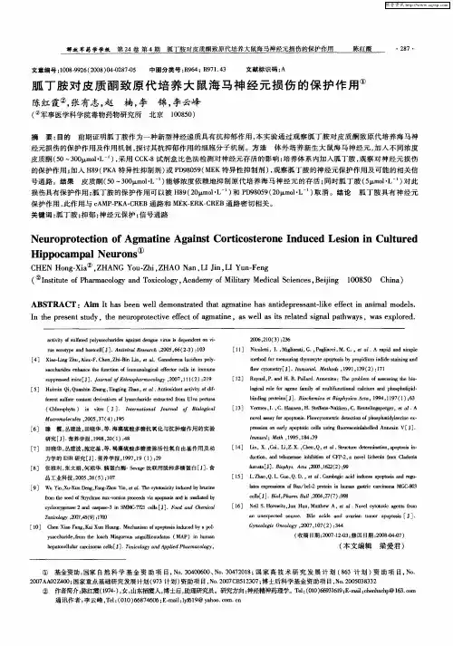 胍丁胺对皮质酮致原代培养大鼠海马神经元损伤的保护作用