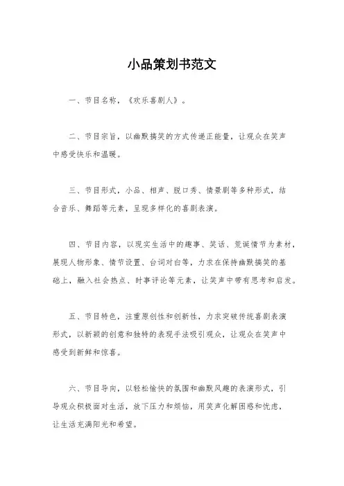 小品策划书范文