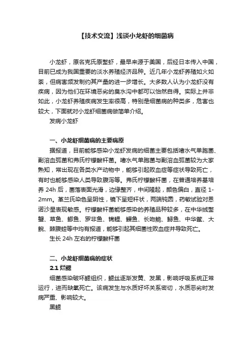 【技术交流】浅谈小龙虾的细菌病