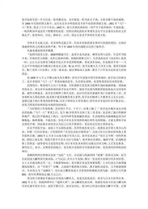 1933,张学良的最黑暗时刻