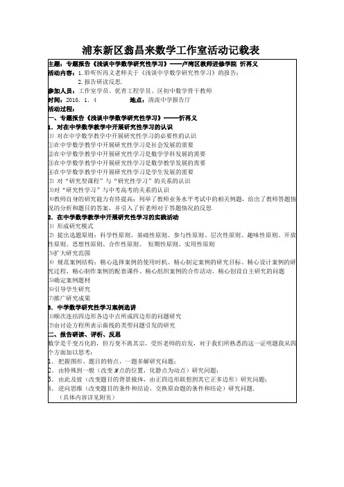 名师活动记载表(沈惠华.2.20)