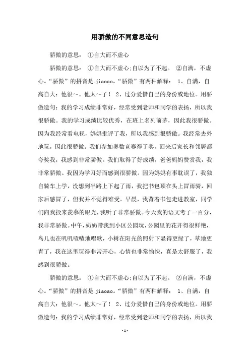 用骄傲的不同意思造句