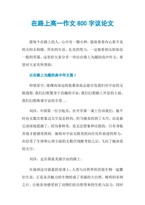 在路上高一作文800字议论文