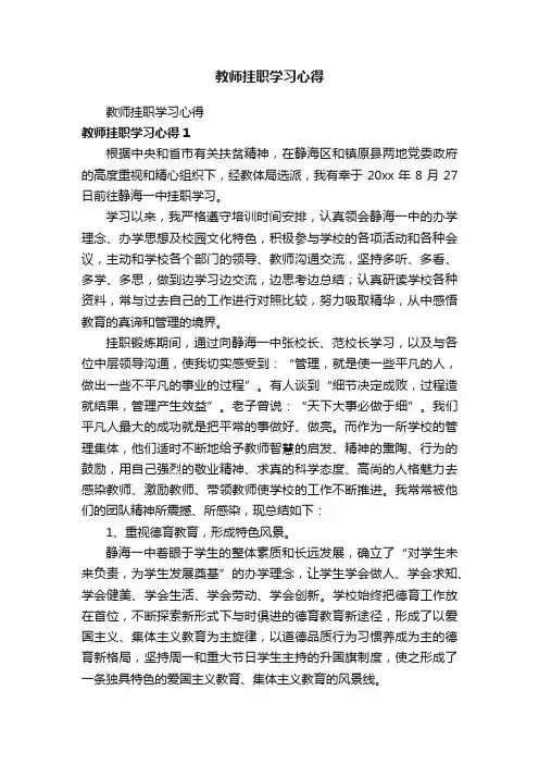 教师挂职学习心得
